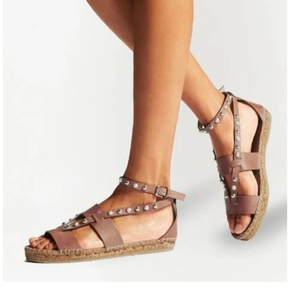 Jimmy Choo Denise Leather Espadrille Studded Sandal